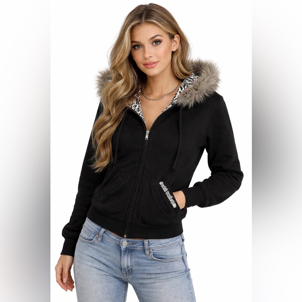 Mental Militia Reversible Zip-Up Hoodie – Faux Fur Hood